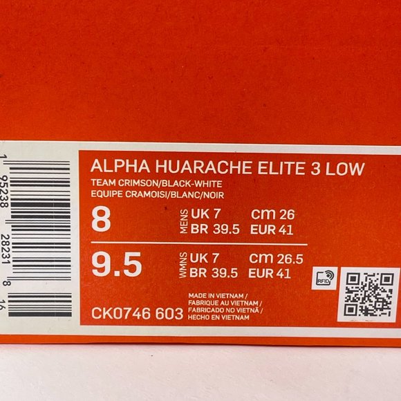 Nike Alpha Huarache Elite 3 Low Crimson Black Baseball Cleats. Size 8 CK0746-603 main image 6